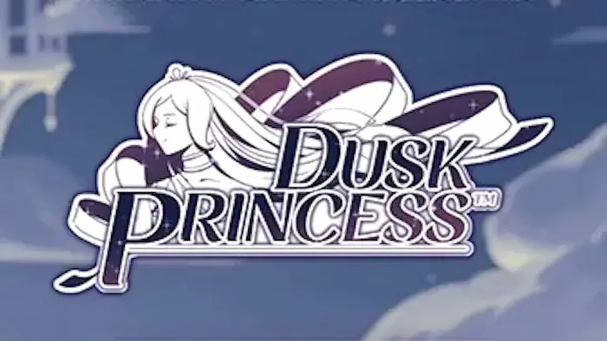 Interface do jogo Dusk Princess com a Princesa Luna e o cenário de castelo ao crepúsculo.
